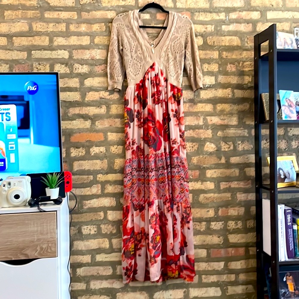 Ankle Length Floral Free People Maxi Dress with Crochet Top - Picture 4 of 4